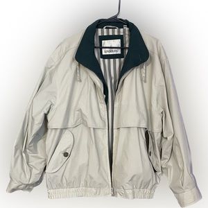 London Fog Womens Size Large Light Jacket Lined Tan and Green/Size Large